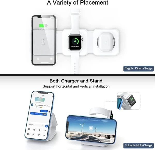 3-in-1 Wireless Charging Station – 15W Fast Charging Stand