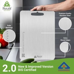 Premium Stainless Steel Chopping Board with Anti-Slip Base