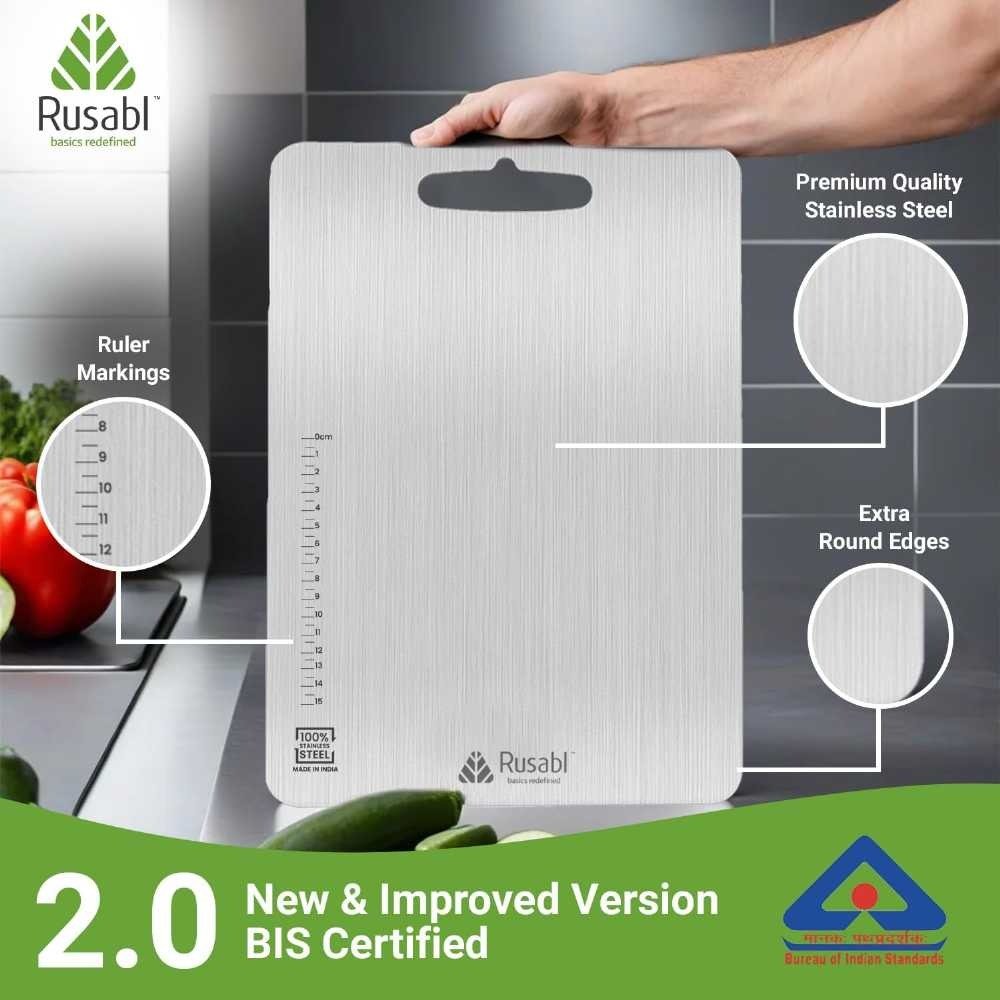 Premium Stainless Steel Chopping Board with Anti-Slip Base