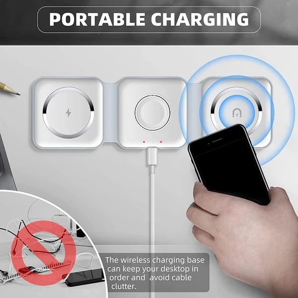3-in-1 Wireless Charging Station – 15W Fast Charging Stand