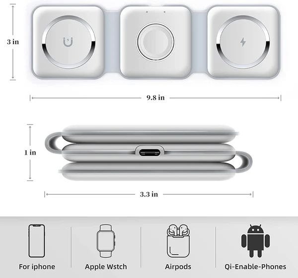 3-in-1 Wireless Charging Station – 15W Fast Charging Stand