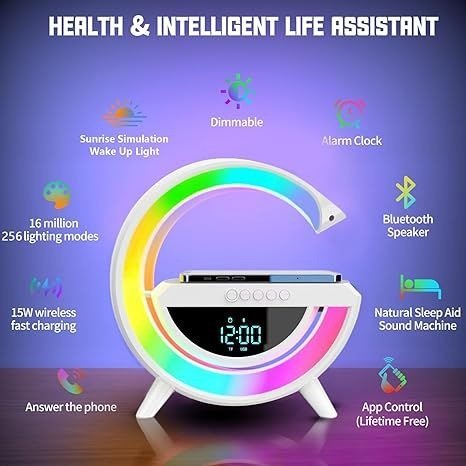 Multifunctional Wireless Speaker with Ambient Lights & 15W Charging