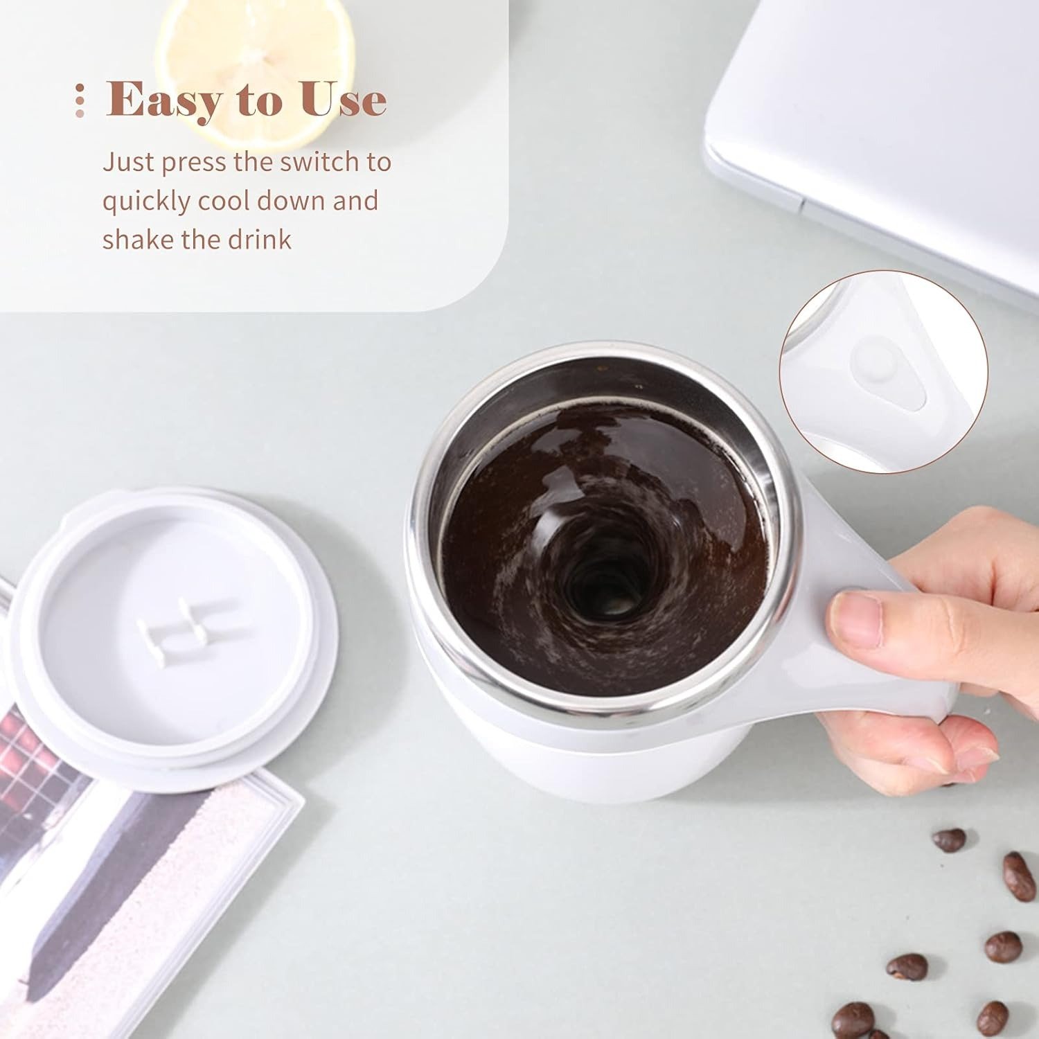 Automatic Self-Stirring Mug – Magnetic Mixing Cup with Lid