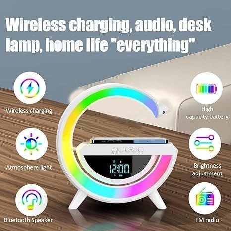 Multifunctional Wireless Speaker with Ambient Lights & 15W Charging
