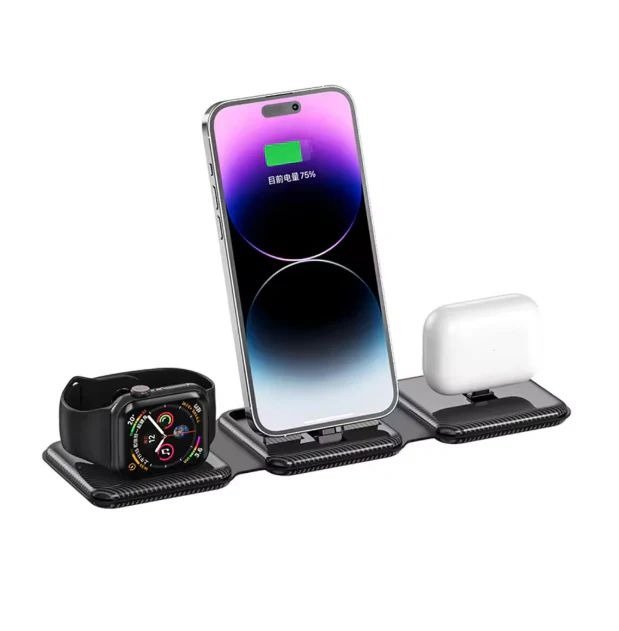 Foldable 3-in-1 Magnetic Wireless Charger – iPhone, Apple Watch & AirPods