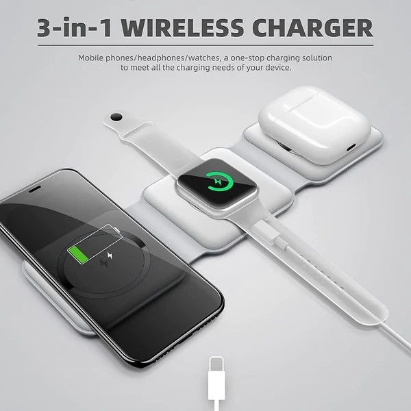3-in-1 Wireless Charging Station – 15W Fast Charging Stand